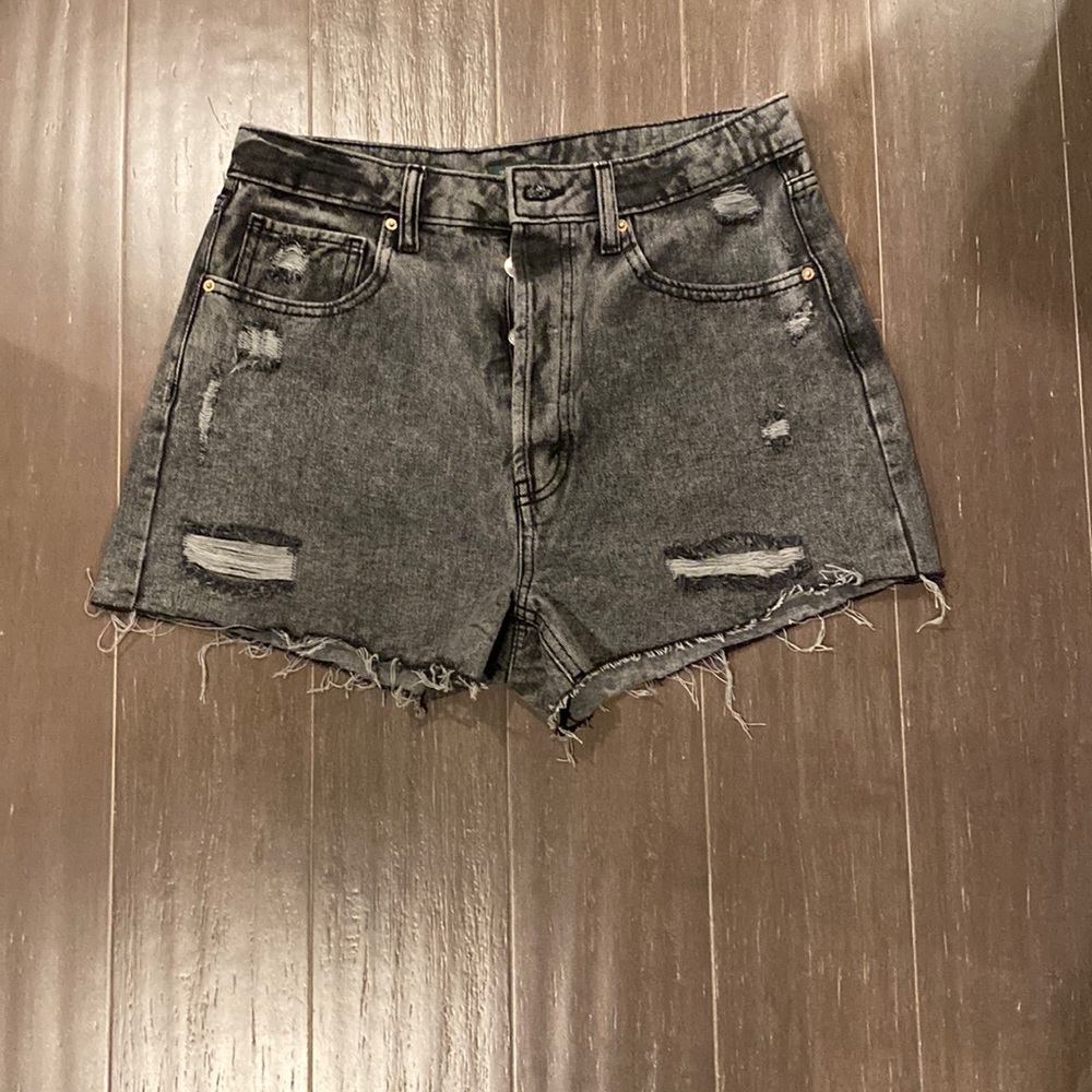 Black washed jean shorts